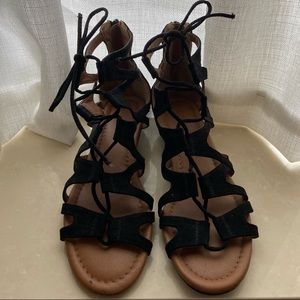 Black Lace Up Sandals